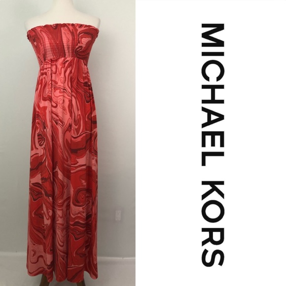 Michael Kors Strapless Red Dress